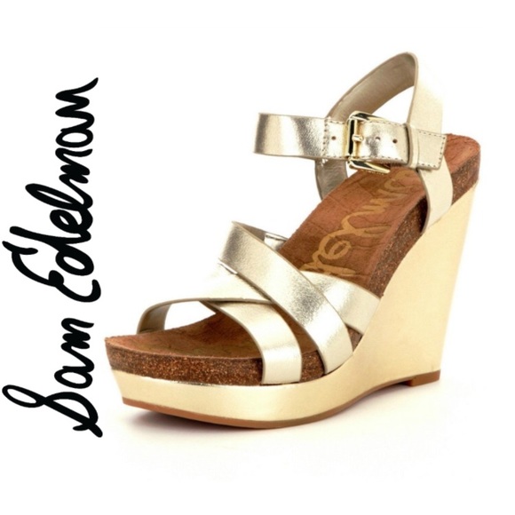 Sam Edelman Shoes - NWOT Sam Edelman Nelson Gold Leather Wedges